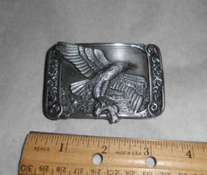 Siskiyou Belt Buckle Pewter Eagle with Fish Vintage 1984 - Picture 1 of 3