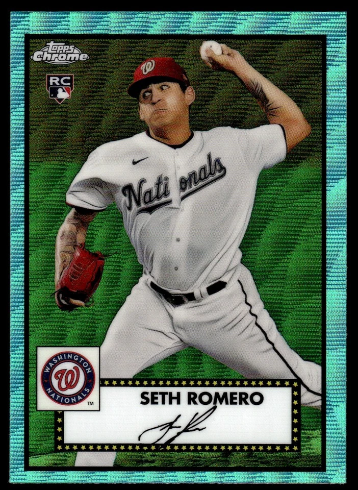 2021 Topps Chrome Platinum AQUA Seth Romero Washington Nationals #100 - Image 1 of 2