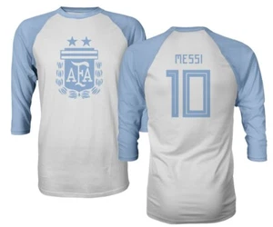 Argentina 2019 Soccer #10 Lionel MESSI Copa America Quarter Sleeve Raglan TShirt - Picture 1 of 5