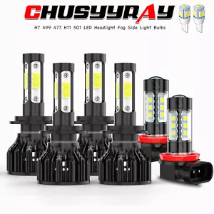 For VW Polo 6R H7 H7 H8 501 White High/Low/Fog/Side LED Headlight Bulbs Set - Picture 1 of 18