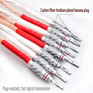 HiFi 5 AWG OCC Loudspeaker Wire Cable Cord with Banana Spade Connector Plug - Picture 1 of 12