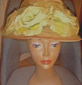 Antique Womens Dressy Satin Flowered Hat - Picture 1 of 11