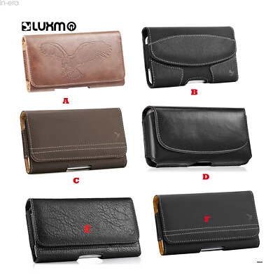 XL Universal Horizontal Leather Cell Phone Pouch Case Holder Belt Clip Holster - Image 1 of 4