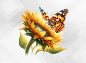 Spring Sunflower Butterfly wall Car Laptop vinyl sticker decal 4 sizes vb759 - Picture 1 of 3