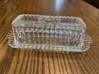 Vintage 1950s 2 piece Ribbed Clear Glass Butter Dish