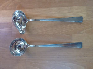 2 St. Suppenkelle Saucenlöffel Art Deco 90er Silberauflage Gebr. Hepp neuwertig - Bild 1 von 6