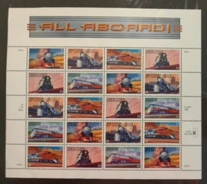 #3333-37 33c All Aboard Train voller 20er Bogen postfrisch NH OG - Bild 1 von 3