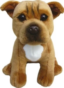 STAFFORDSHIRE BULL TERRIER ROSSO/MARRONE AMICI FEDELI 12" MORBIDO PELUCHE GIOCATTOLO - Foto 1 di 3