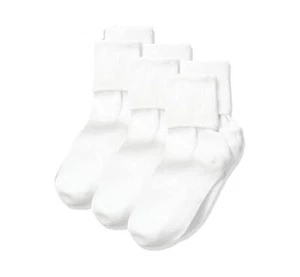 Jefferies Socks Girl's 3-Pack Turn Cuff Socks White - Picture 1 of 1