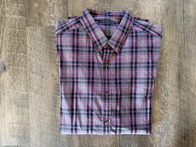 Camisa Theory abotonada para hombre talla grande a cuadros manga larga  Foto 1 de 4