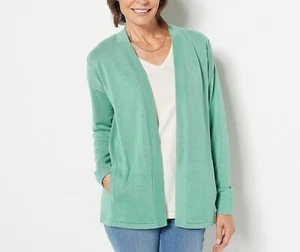 Isaac Mizrahi en vivo! Suéter de unión expuesto color abeto suave talla 2X A469934 - Imagen 1 de 3
