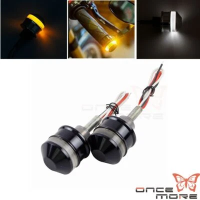 Luz indicadora de señal de giro integrada extremo manillar motocicleta para Harley Honda Foto 1 de 4