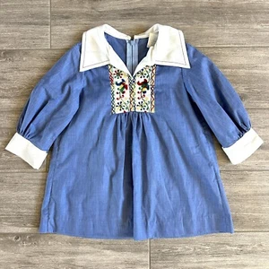 VTG 70'S HIPPIE BOHO EMBROIDERED PRAIRIE DRESS SIZE 4T TODDLER GIRL - Picture 1 of 9