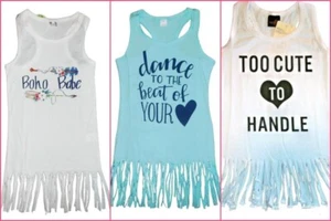 Girls 3-4, 5-6 WHITE / AQUA BEACH COVERUP with FRINGE Too Cute, Dance, Boho Babe - Picture 1 of 12