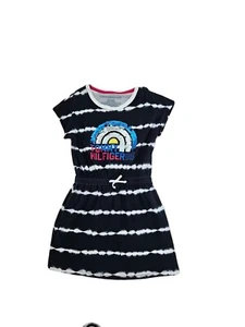 Tommy Hilfiger Girls Tie Dye Dress Small Rainbow Sequin Flip Navy - Picture 1 of 2