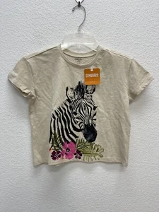 NWT Gymboree Girls M 7 8 Shirt Camp Must Haves Zebra Flowers Crop Top - Picture 1 of 5