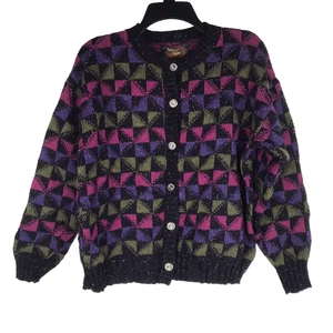 ALPS feine Damen Bekleidung Strickjacke Pullover Knöpfe schwarz lila grün pink Medium - Bild 1 von 5