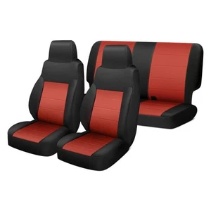 For Jeep Wrangler 97-02 Neoprene 1st & 2nd Row Black & Red Seat Covers - Picture 1 of 2