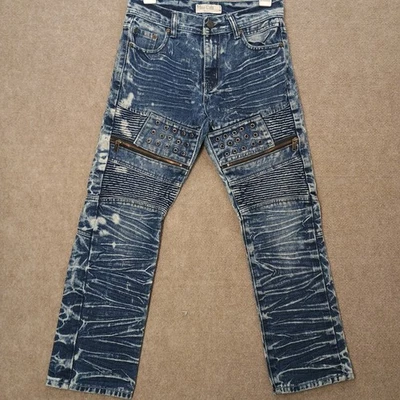 Pantalones de mezclilla BLUE CULT DENIM para niños talla 14 28x26,5 ajustados rectos desgastados Y2K patinador Foto 1 de 4