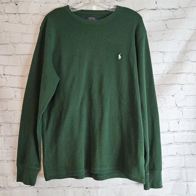 Polo Ralph Lauren Para Hombres Verde Térmico Waffle Tejido Dormir - Camiseta Talla LG Foto 1 de 4