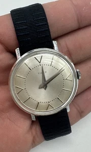 Timex Vintage 1959 Darwin Wind Up Aluminum Split Case Watch 36MM Runs Good - Picture 1 of 7