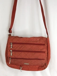 Baggalini 3 Zipper Messenger Crossbody Travel Rust/Gold Purse Handbag Travel - Picture 1 of 23