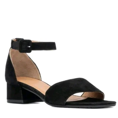 Aquatalia Womens Shoes 9M Black Suede Leather Open Toe Kitten Block Heel Strap - Image 1 of 4