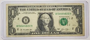 Billete de un dólar Lucky 4444 serie de números de serie de lujo 2013 - Imagen 1 de 2
