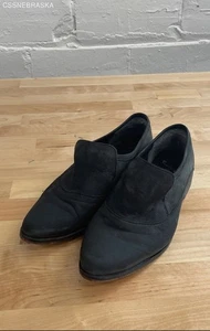 Free People Black Loafers Black Leather Classic Career Slip On Brady - Size 38 - Picture 1 of 8