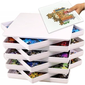 PUZZLE EZ 8 Puzzle Sorting Trays with Lid 8" x 8" with Mover Card Hold Up to ... - Picture 1 of 6