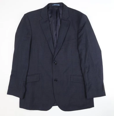 Austin Reed Men's Blue Check Blazer 44R Wool Jacket - Image 1 of 4