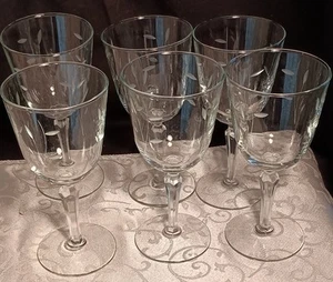 Set Of 6 Vintage Libbey Glass Windswept Water Goblets.7" MCM - Picture 1 of 2