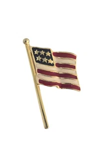 Vintage Gold Tone and Enamel Patriotic American Flag Pin - Picture 1 of 3