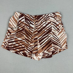 Manuheali'i Womens Medium Geometric Print Elastic Waist Casual Shorts Tan Hawaii - Picture 1 of 7