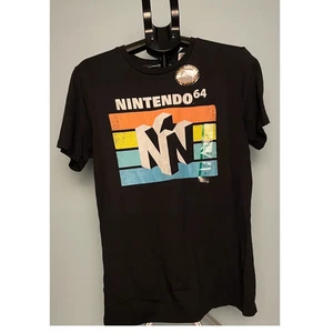 Nintendo 64 Black T-Shirt Medium M Color Logo Graphic Tee Original Stickers - Picture 1 of 10