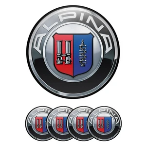 Alpina Dome Glossy Stickers Decals logo Car Wheel Center Caps Badge Emblem 4pcs - Picture 1 of 25
