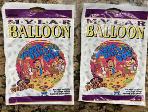 Lot of 2 Vintage 1994 Flintstones Party Mylar Balloons Yabba-Dabba-Doo! NEW