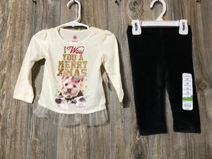 Long Sleeve Top & Black Velour Long Legging 12M NWT I Woof You A Merry Xmas Lot - Picture 1 of 11