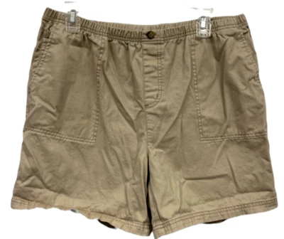 Mountain Lake Mom Shorts Woman’s Size Medium Khaki Denim Flat Front Elastic Back - Image 1 of 4