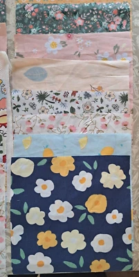 10 X Vorgeschnitten Patchwork Quadrate IN Grünen Blues Und Rosa Zufällig Gewählt - Bild 1 von 4