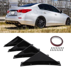 For Infiniti Q50 Q60 Q70 4PCS Rear Bumper Diffuser Fin Spoiler Lip Wing Splitter - Picture 1 of 12