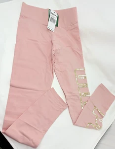 Pale Pink Gold Logo Puma Girls Spandex Leggings Large New B573 - Picture 1 of 4