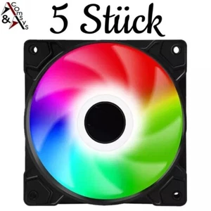 P12 Lüfter (5 Pack) 120mm PC Gehäuse Lüfter Case Fan leise RGB Mehrfarbig #CV - Bild 1 von 7
