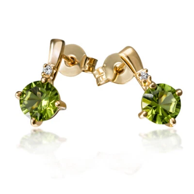 Goldmaid Paar Ohrstecker Gold 333 Edelsteine Peridot 2 Brillanten 0,03 ct. - Bild 1 von 3