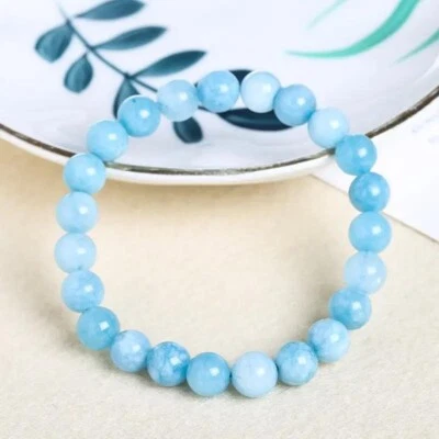 Pulsera calmante aguamarina natural artesanal yoga cuentas curativas regalo para mujeres Foto 1 de 4