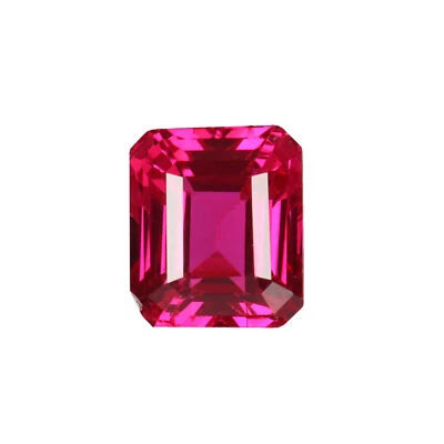 10 Carat Lab Created Emerald Cut Red Color Sri Lanka Ruby Gemstone for Rings - Image 1 of 4