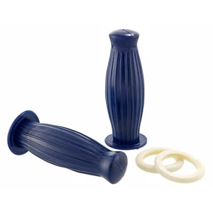 EMPUÑADURAS DE BURBUJAS VESPA VB VNA VNB GL GS HECHAS EN ITALIANO AZUL 22MM CON ANILLOS BLANCOS - Imagen 1 de 4