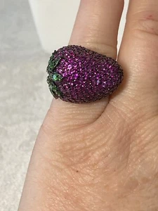 Anello Charles Winston Sterling Lampone e Zirconi Verde Tsavorite Fragola - Foto 1 di 17