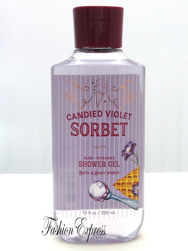 3 Bath & Body Works Candied Violet Sorbet Shower GEL Aloe Vitamin E 8oz