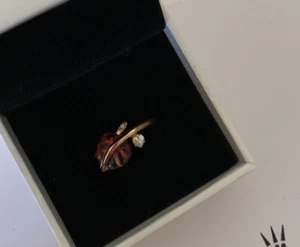 Pandora Rose Murano Leaf Ring Size 54 - Picture 1 of 7